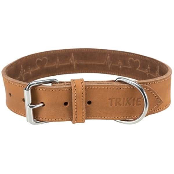 Trixie halsband hond rustic vetleer heartbeat bruin