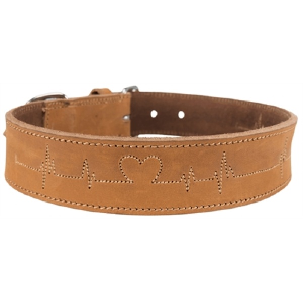 Trixie halsband hond rustic vetleer heartbeat bruin