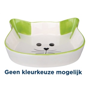 Trixie voerbak / waterbak kattenhoofd met gezicht keramiek  assorti