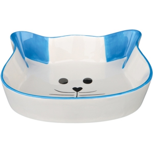 Trixie voerbak / waterbak kattenhoofd met gezicht keramiek  assorti