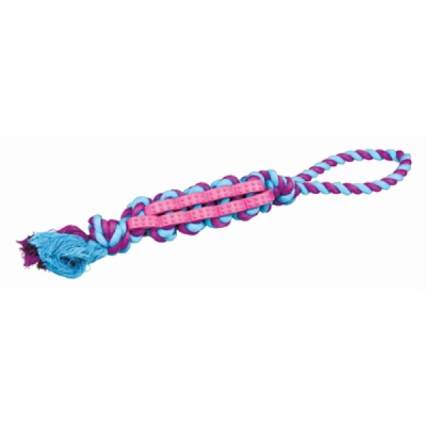 Trixie twisted stick natuurrubber aan touw assorti