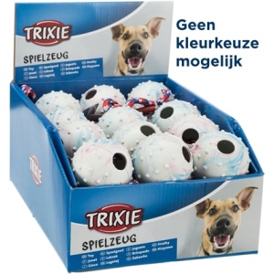 Trixie natuurrubber bal aan koord assorti