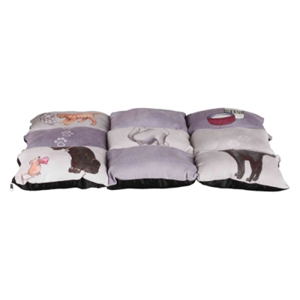 Trixie kussen patchwork cat grijs