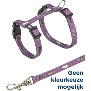 Trixie kittentuig junior met riem kattenmotief assorti