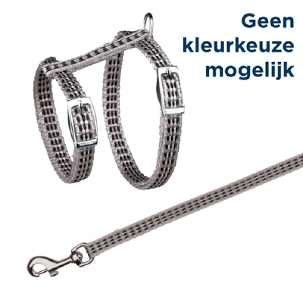 Trixie kattentuig met riem metalen gespen reflecterend assorti