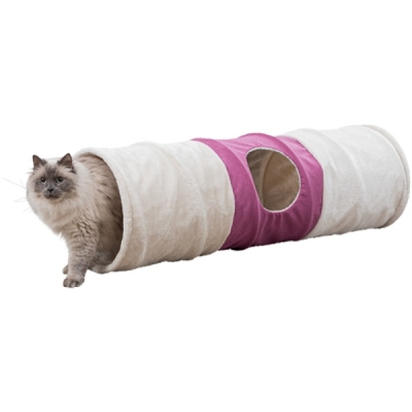 Trixie speeltunnel pluche beige / fuchsia