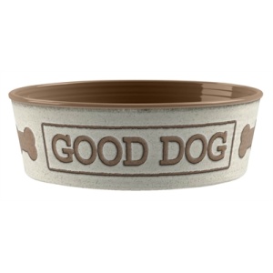 Tarhong voerbak good dog melamine wit taupe