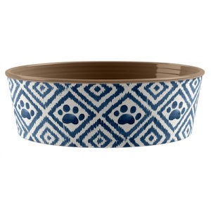 Tarhong voerbak paw ikat melamine indigo blauw