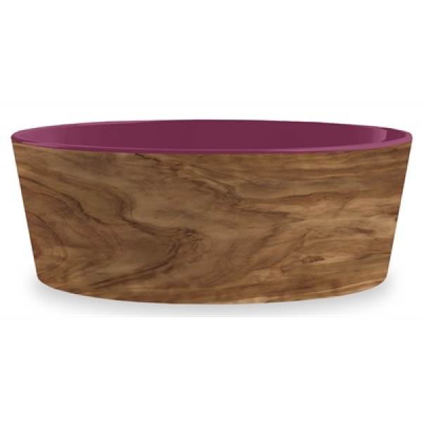 Tarhong voerbak hond olive melamine houtprint / magenta