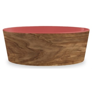 Tarhong voerbak hond olive melamine houtprint / sienna roze