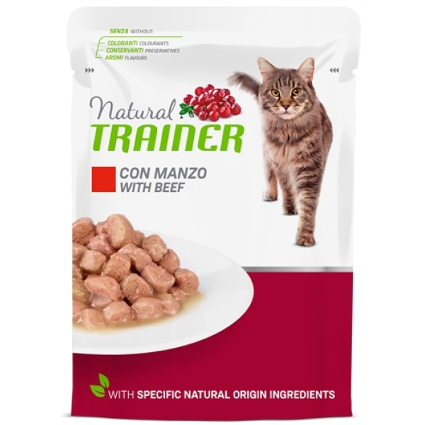 Natural trainer cat adult beef pouch