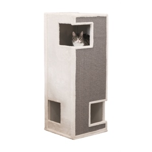 Trixie krabhuis cat tower gerardo pluche / sisal wit / grijs