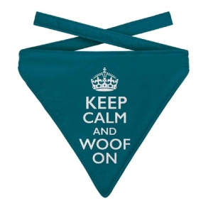 Plenty gifts bandana hond keep calm and woof on petrol blauw