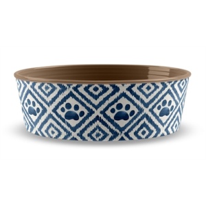 Tarhong voerbak paw ikat melamine teal blauw