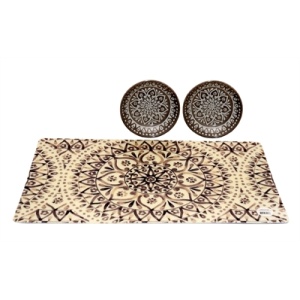 Tarhong boho set kat 2 voerbakken taupe / placemat boho