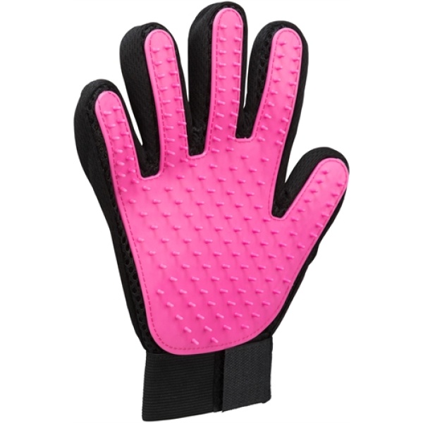 Trixie vachtverzorgingshandschoen mesh-materiaal / tpr roze / zwart