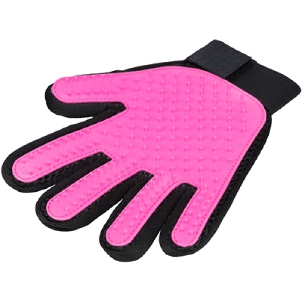 Trixie vachtverzorgingshandschoen mesh-materiaal / tpr roze / zwart