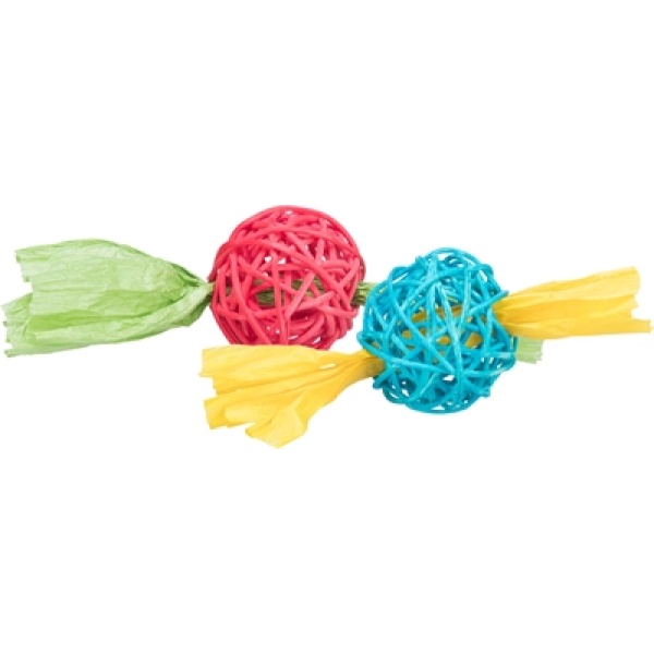 Trixie set rotan ballen met papieren lint assorti