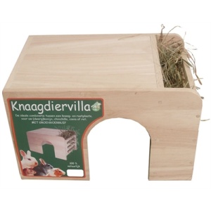 Knaagdiervilla hout met groenvoerruif