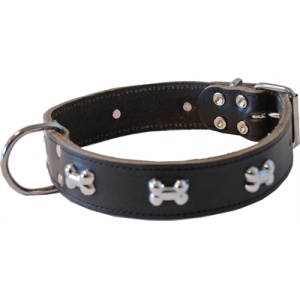 Halsband met botjes donkerbruin