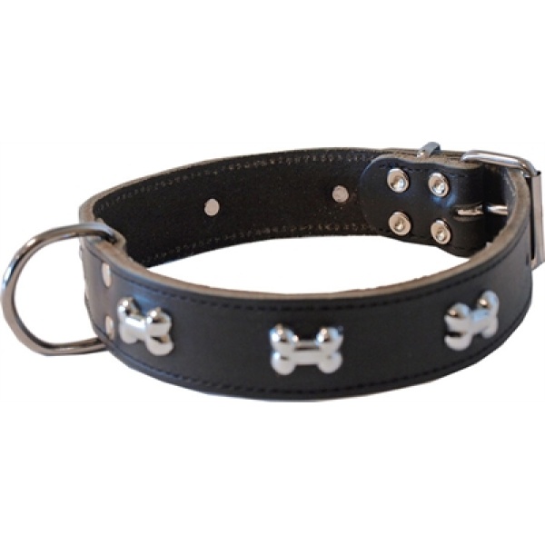 Halsband met botjes donkerbruin