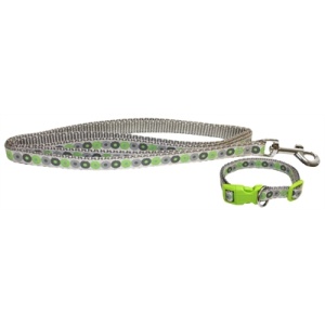 Little rascals puppy halsband met lijn groen