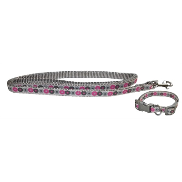 Little rascals puppy halsband met lijn roze