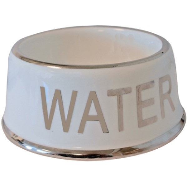 Drinkbak hond water wit/zilver